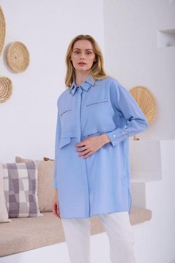 Moodbasic-Marwa by Moodbasic Stone Shirt with Double Collar 1