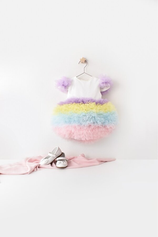 Mini Chics Kız Bebek Kısa Kol Tütü Elbise