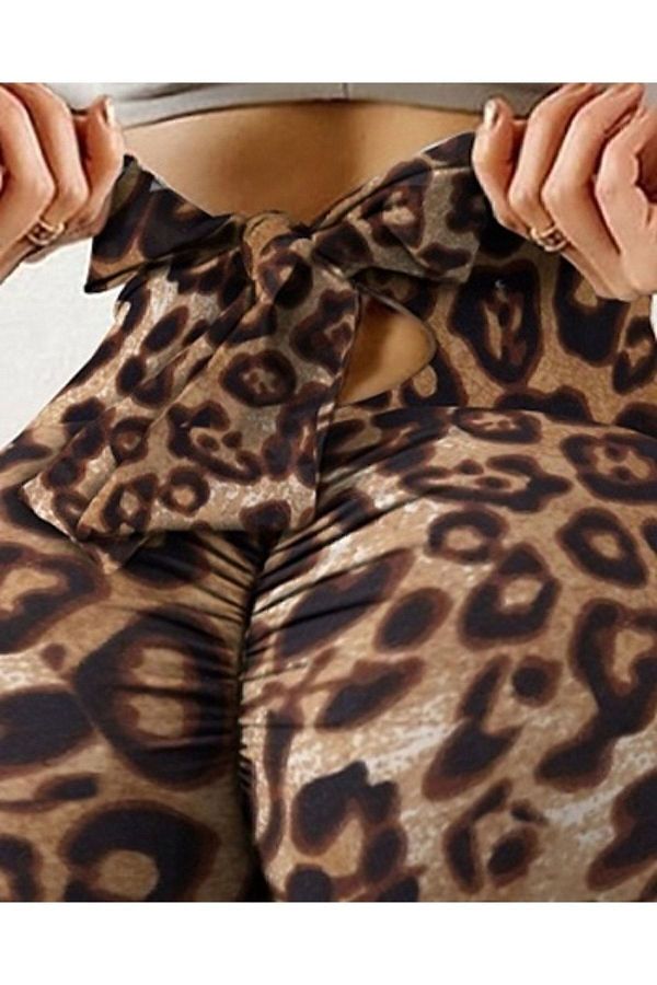 Rosy Live in style-High Waist Compression Back Bow Leopard Leggings 1