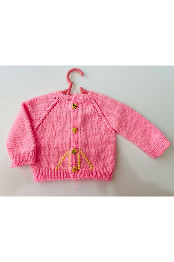 Ormisshop EL EMEĞİ EMOJİ DÜĞMELİ PEMBE YENİ DOĞAN HIRKA