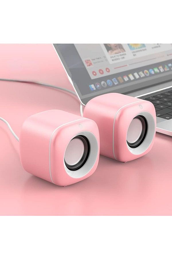 COOYA-Pink USB Computer Speaker, Subwoofer, Wired Music Player Not Bluetooth Speaker 1