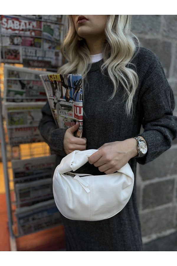 Gloria-Women's White Mini Knotted Handbag 1