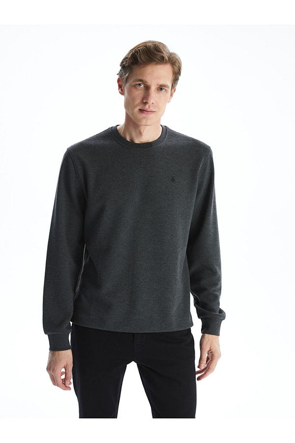 LC Waikiki-LCWAIKIKI Classic Crew Neck Long Sleeve Printed Men's Sweatshirt 1