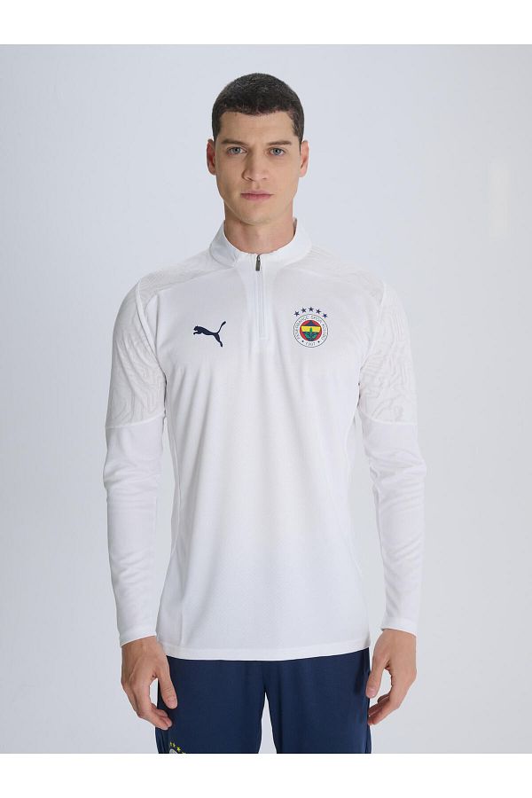 Puma-Fenerbahce 2024/2025 A Team Weiß Trainer Hälfte Reißverschluss Sweatshirt 1