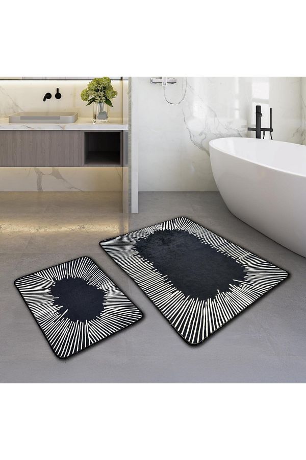 miqna-2-tlg. rutschfeste Badteppich Set, waschbar (60x100 & 50x60 cm) 1