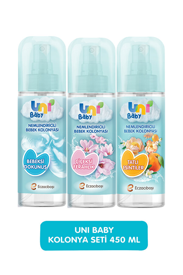 Uni Baby Kolonya Seti 450 ml (ÇİÇEKSİ KOKULAR & BEBEKSİ KOKULAR & TATLI ESİNTİLER)