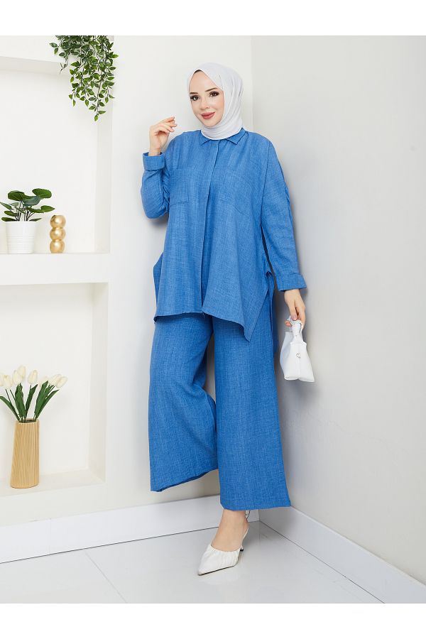 MODAMÜNASİP-My Sofia Linen Trouser Suit with Double Pocket Detail in Its Most Beautiful Colors 1