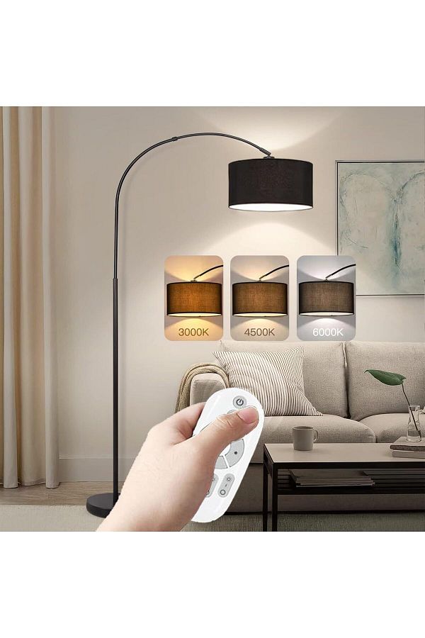 COOYA-Arc Floor Lamp, with Remote Control, Stepless Dimmable, 12W LED Bulb Included 1