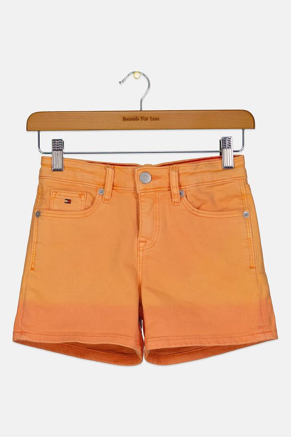 Tommy Hilfiger-Kids Girl Skinny Fit Plain Denim Short, Orange 1