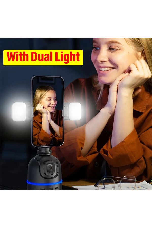 Choice-With Dual Light VIKEFON 360° Smart Auto Face Tracking Gimbal Stabilizer Selfie Stick Tripod with Ges 1