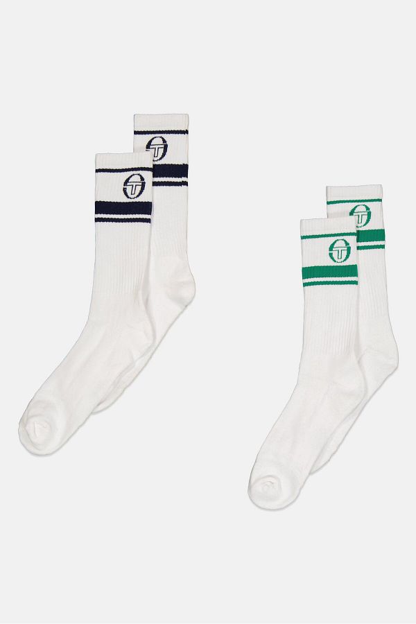 Sergio Tacchini-جوارب رجالية بشعار العلامة التجارية، زوجان، باللون الأبيض 1