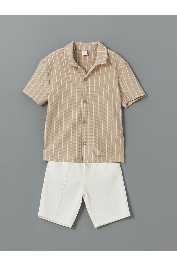 LC Waikiki-Set of 2 Striped Shirts and Shorts for Boys 1