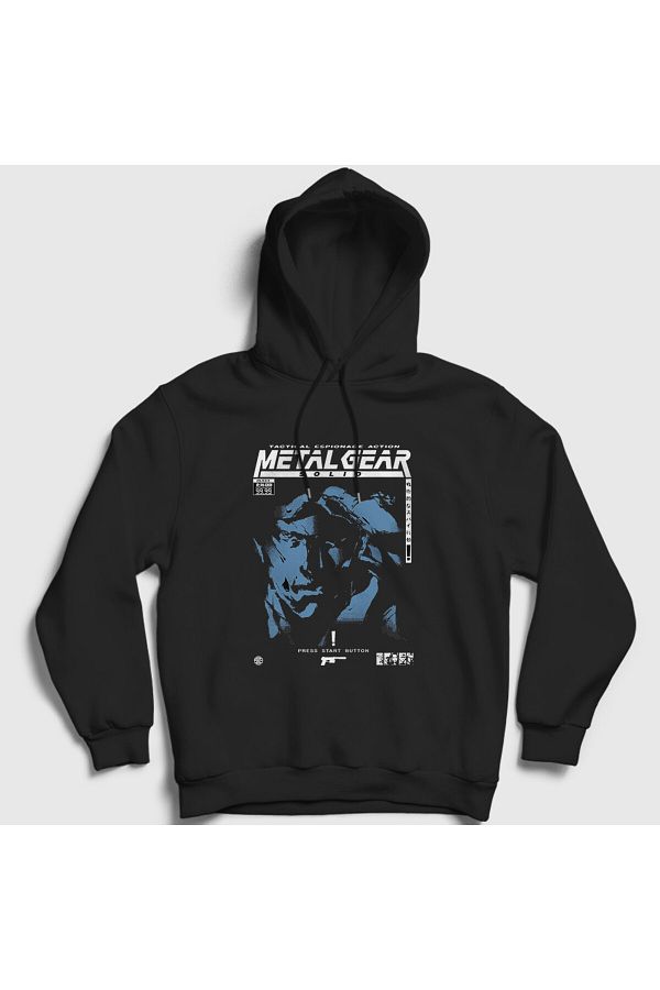 Presmono-Unisex Black Metal Gear Solid Snake Hooded Sweatshirt - 467187 Tt 1