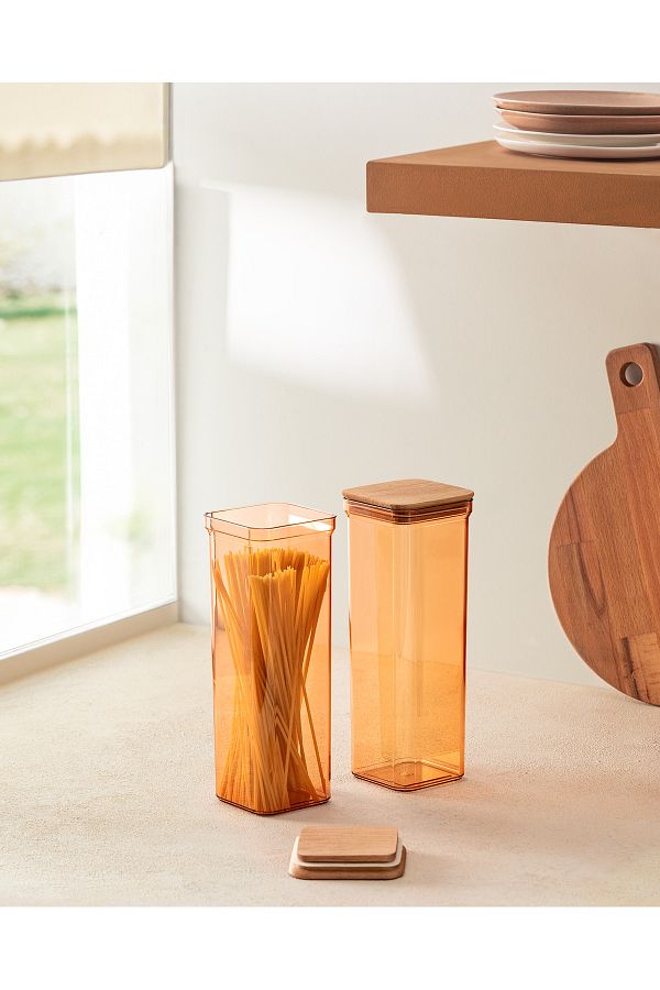 Madame Coco-Kaviera 2-Piece Storage Container with Wooden Lid - 2100 ml 1
