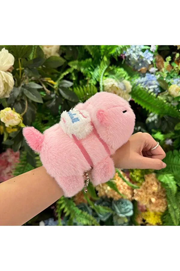 Halımax Pembe Kapibara Peluş Oyuncak Bileklik Araba Dekoru Araç İçi Yumuşak Capybara Oyuncak