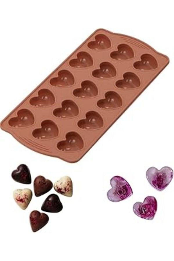 Hepta Collection-Flosoft Heart Chocolate and Ice Mold - 15 Chambers, Practical, Flexible Structure and Versatile - Heart Design 1