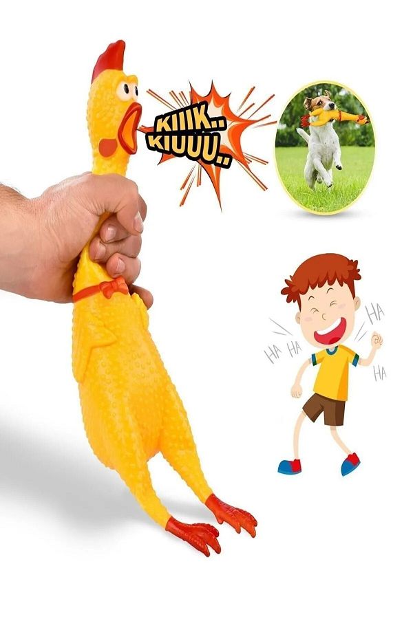 Pribor-Singing Screaming Rooster Chicken Chirping Screaming Sound Toy for Puppy Cat L Size 36 cm 1