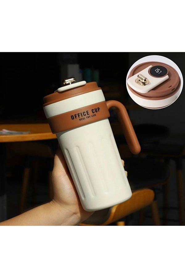 CEZVE HOME-Stainless Steel Thermal Insulated Thermos Mug with Digital Temperature Display 600 ml 1
