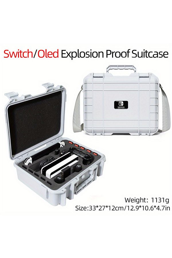 GSF-White For NS Explosion-Proof Suitcase Hard EVA Storage Bag For Nintendo Switch OLED Console Waterpro 1