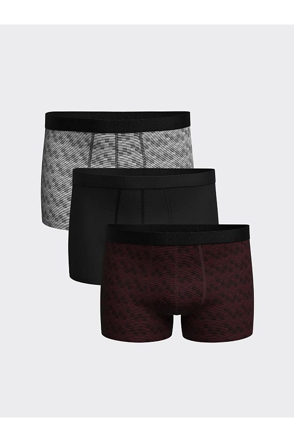 LC Waikiki-Set de 3 boxeri flexibili pentru bărbați din bumbac cu formă standard neagră 1