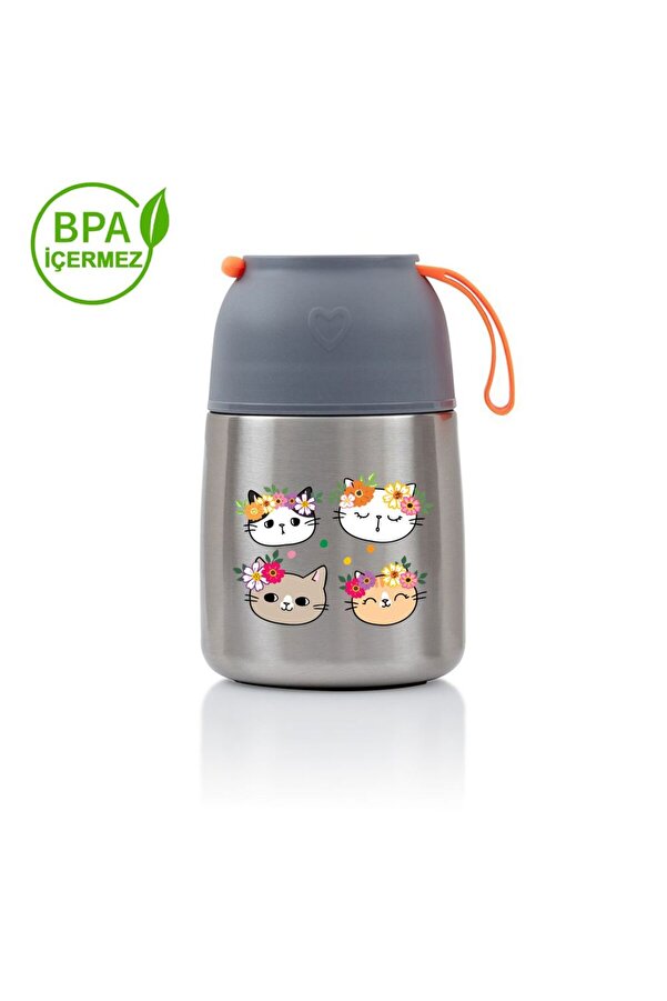 HOPEFUL DESİGN KEDİ 450ML Bebek Mama Saklama Termosu Vakumlu Termos