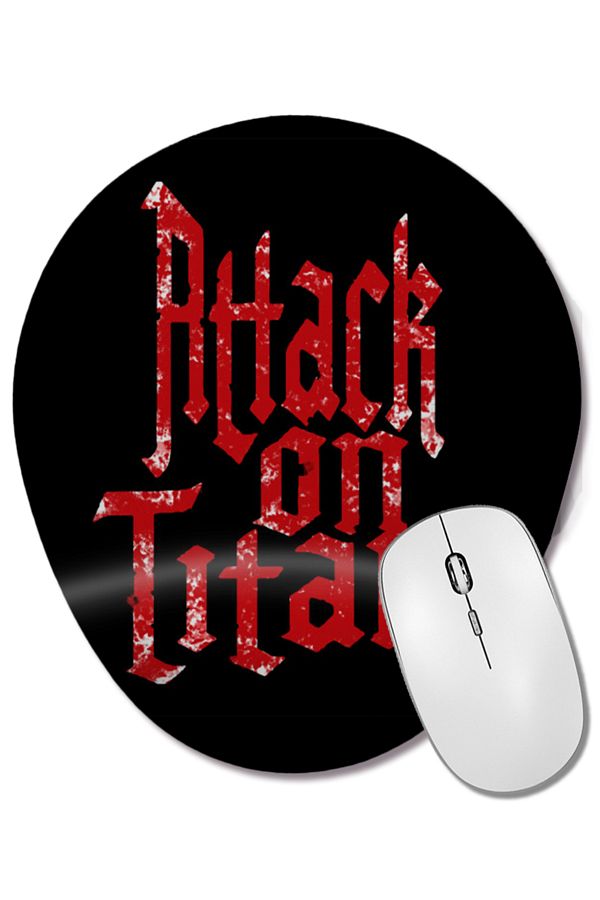 BASKI DÜNYASI-Attack on Titan Font Logo 001 Oval Mouse Pad with Wrist Support 1
