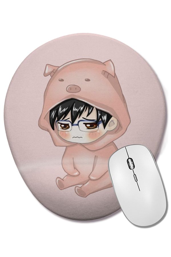 BASKI DÜNYASI-Yuri on Ice Yuri Katsuki Oval Mouse Pad with Wrist Support 1
