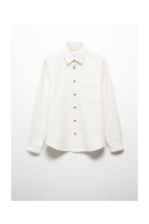 MANGO Man-Regular-fit cotton and linen overshirt 1