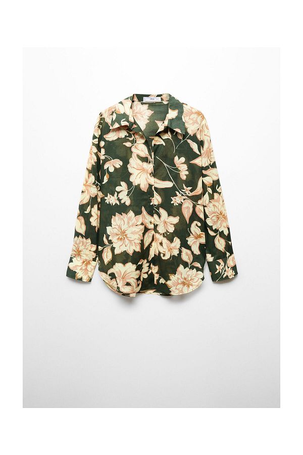 MANGO Woman-Cotton flower shirt 1