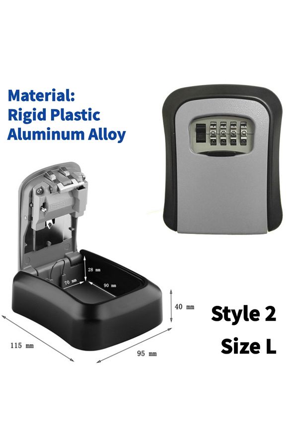Choice-Black Gray A Wall Mount Key Lock Box 4 Digit Password Code Security Lock No Key for Home Office Key 1