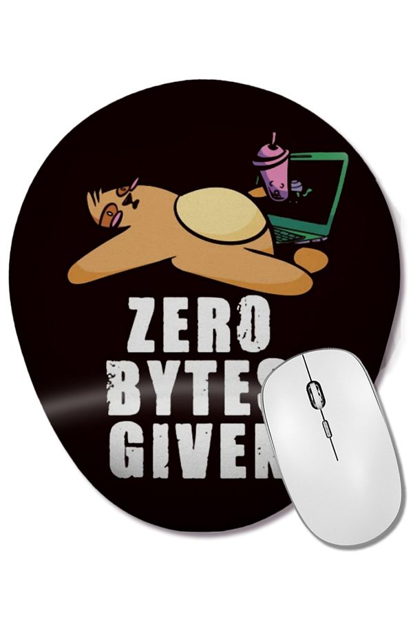 BASKI DÜNYASI-Zero Bytes Given Sloth Computer Science Programming Software Oval Mouse Pad with Wrist Support 1