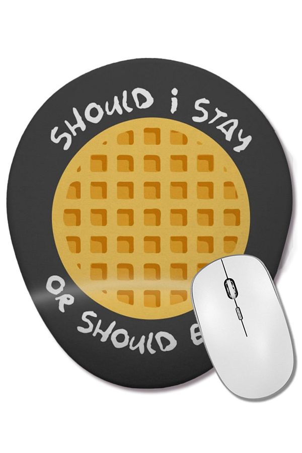 BASKI DÜNYASI-Should I Stay or Should Eggo Stranger Things Oval Mouse Pad with Wrist Support 1