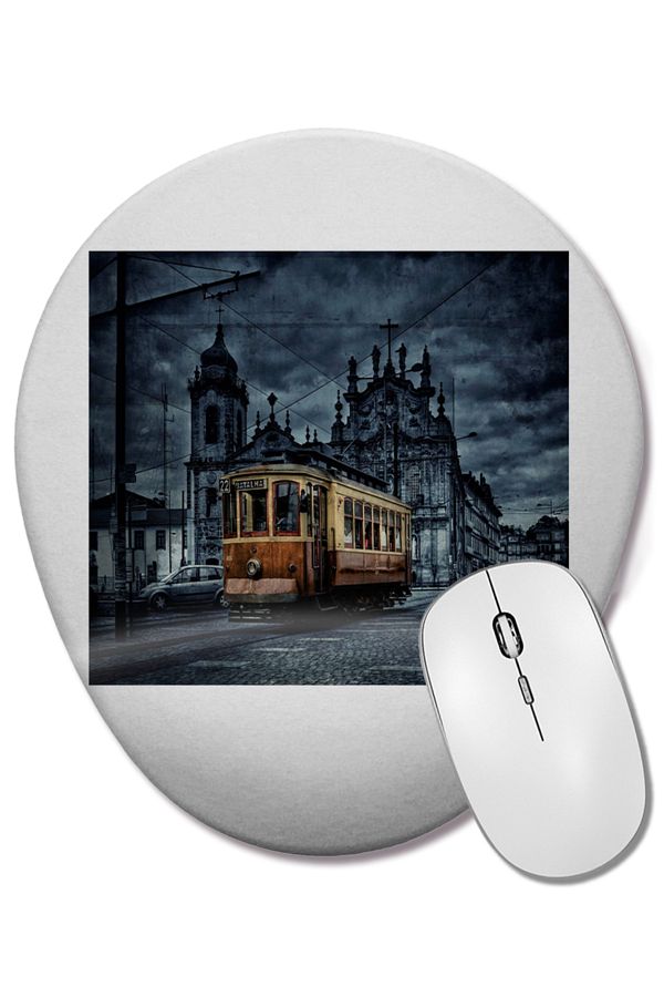 BASKI DÜNYASI-Oval Mouse Pad with Tram Wrist Support 1
