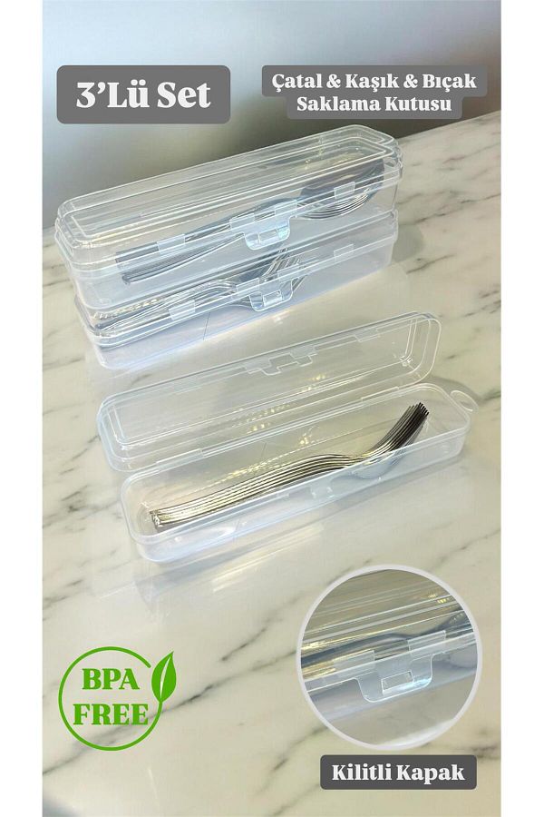 Bayev-Multix 3-Piece Cutlery Set Storage Box Set Dowry Spoon Organizer Storage Container 1