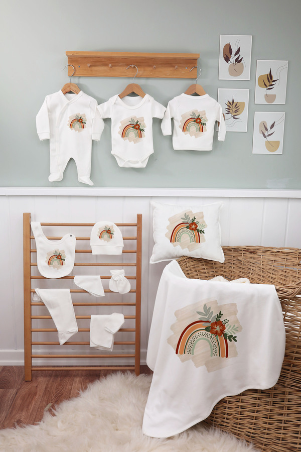 bebeqon 11 Parça Yenidoğan Hastane Çıkış Seti Beyaz Bebek Seti