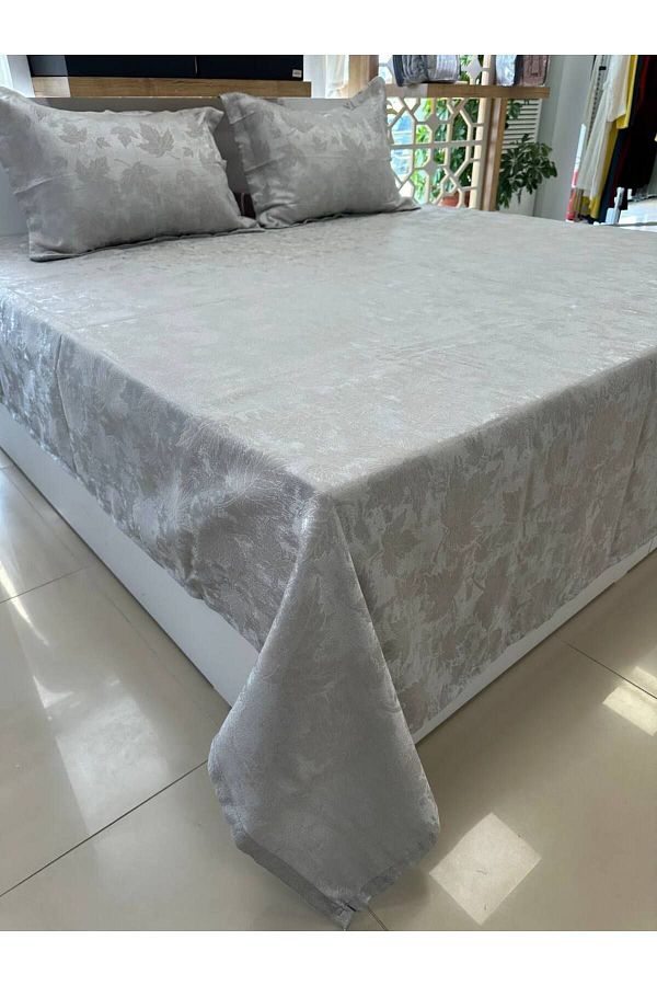 Sudemhome-Jacquard Fabric Avangard Bedding Set Gray-Sycamore Leaf Pattern 1