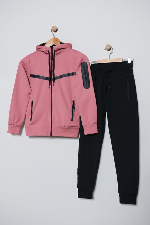 Zaziko Kids-Unisex Diving Fabric Hooded Tracksuit Set Esf-600-Z 1