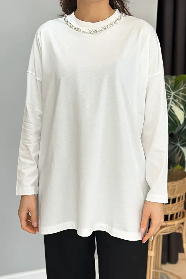 Missemramiss-Ecru Theme Basic Sweatshirt 4737 1