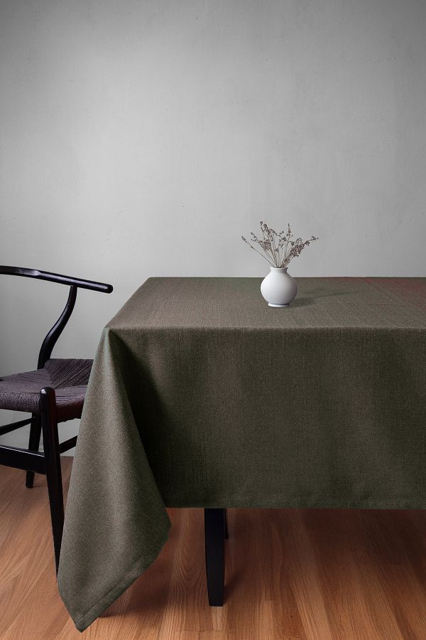 Gauze Fabric Design-Linen Textured Khaki Table Cloth with Rich Color Options 1