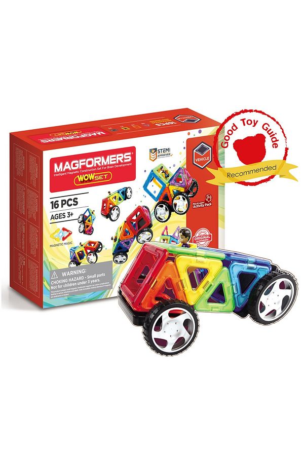 Clicstoys-Magnetic Building Set, 16 Pieces, Wow Magformers 1