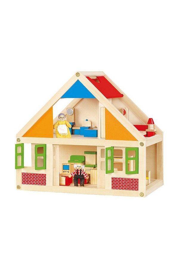 Viga Toys-Casuta de papusi din lemn cu mansarda Viga 1