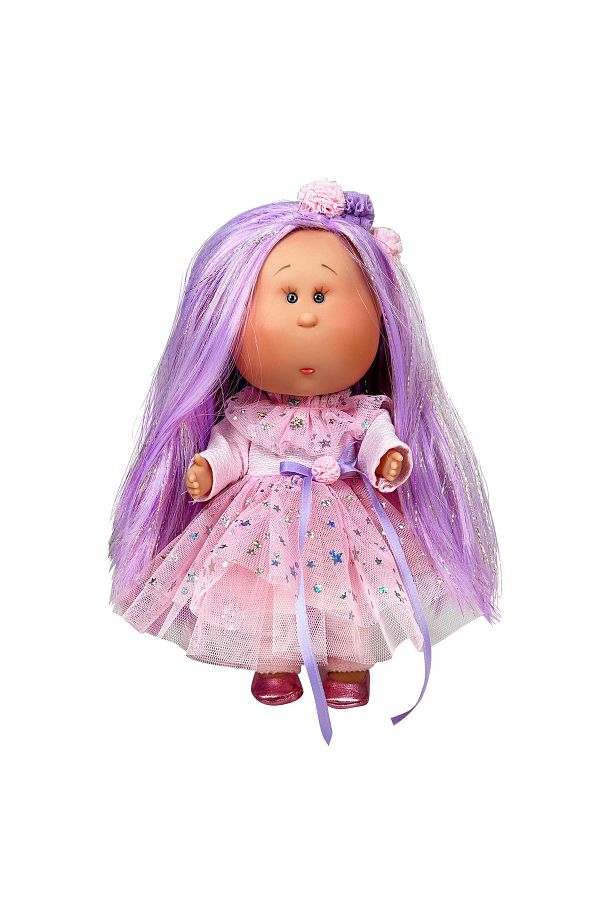 OEM-Papusa Nines D'Onil, Mia, cu parul mov, cu sclipici, cu articulatii, cu miros de vanilie, 30 cm 1