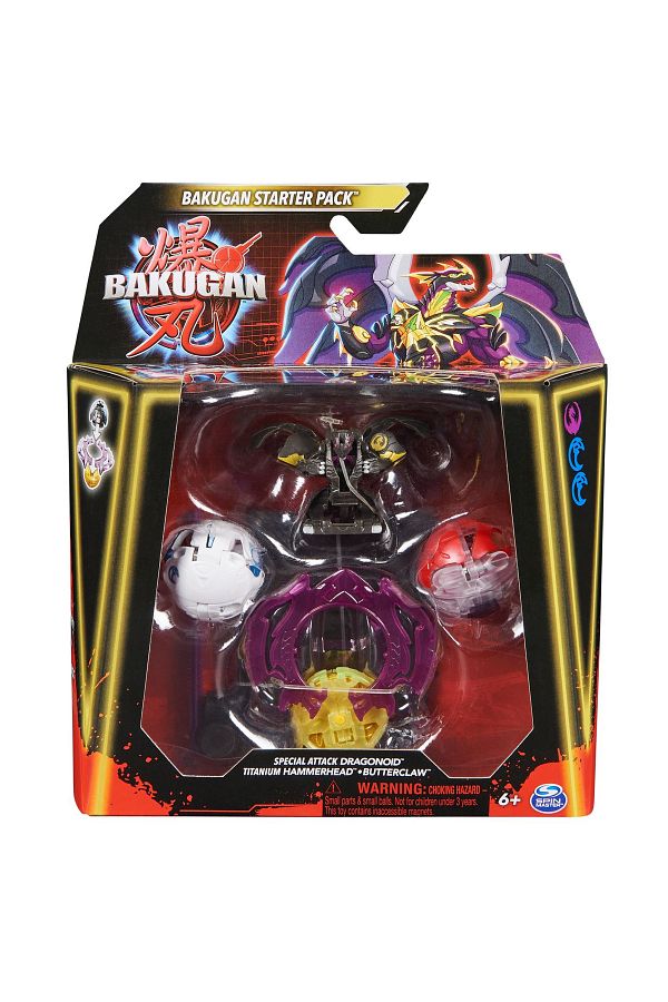 SPIN MASTERR-Bakugan starter pack dragonoid titanium hammerhead butterclaw 1