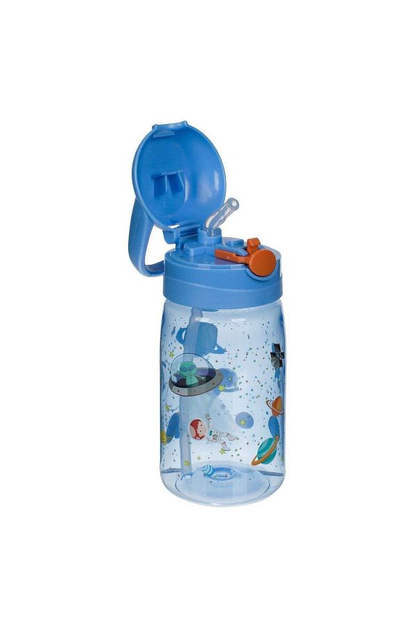 Micostore-Sticla de apa copii, bidon cu pai si maner, 430 ml, Spatiul Cosmic, Pop Up, scoala si gradinita 1