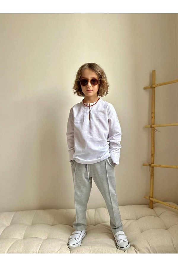 YİGİT BUTİK-Yigit Butik Linen Fabric Boy's Bottom and Top Set 1