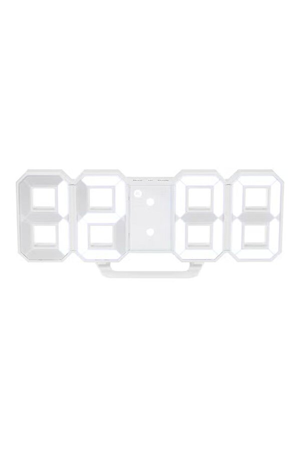 Allin-Multifunctional Digital Wall Clock LED Light 12H/24H Time Display White Digital Clock 1