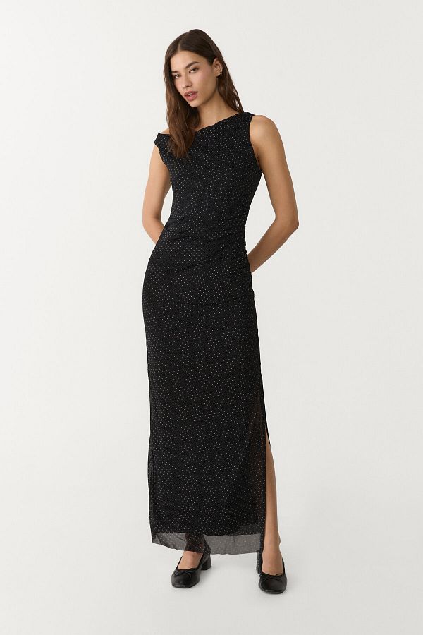 Stradivarius-فستان متوسط الطول منقط غير متماثل 1