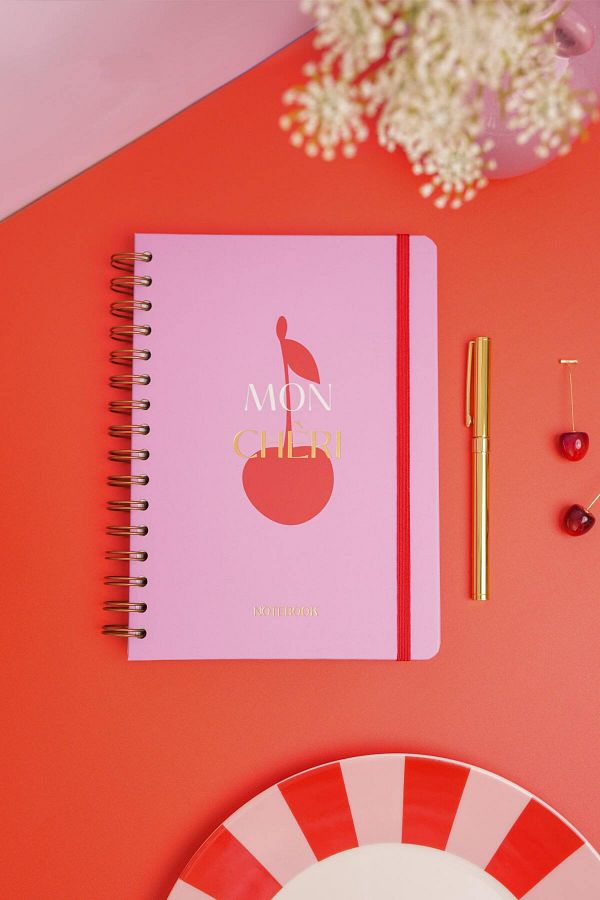 Matt Notebook-A5 15X21 cm Spiral Elastic Dotted Undated Notepad Cherry 1