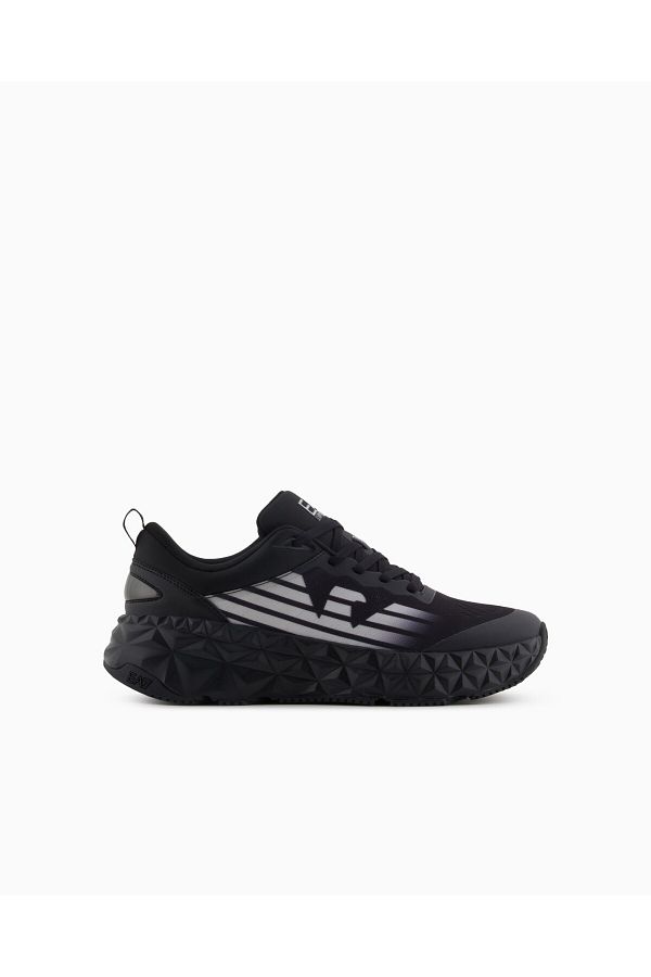 EA7-Unisex Comfortable High Sole Breathable Mesh Detailed Eagle Logo Black Sneaker X8X239 Xk 1