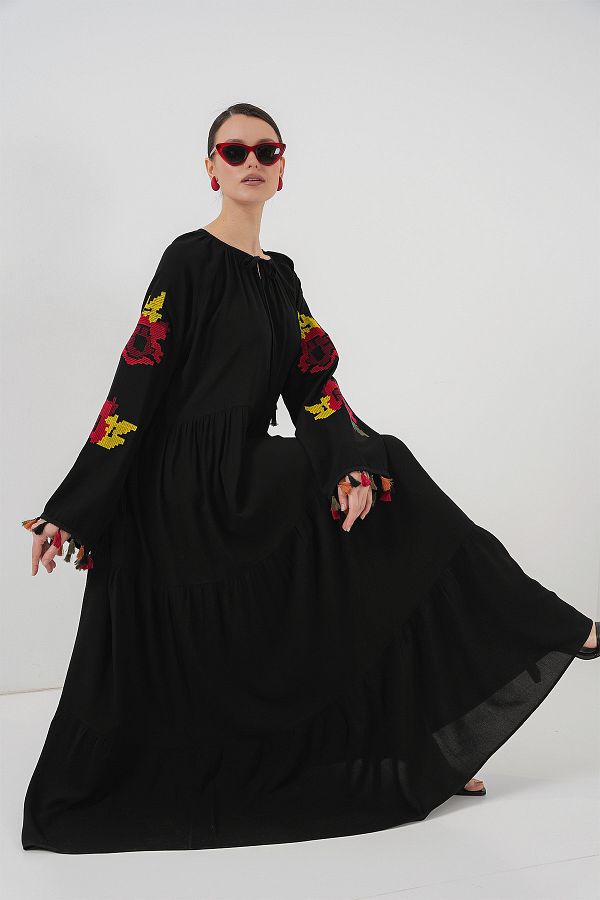 Bigdart-Langes besticktes Kleid 2534 - Schwarz 1